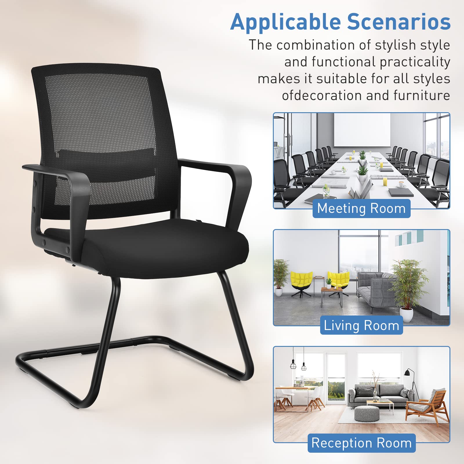 Giantex Visitor Chair, Meeting Room Chair w/Adjustable Lumbar Support