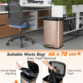 Giantex 50L Step Trash Can Stainless Steel Garbage Bin with Soft Close Lid & Deodorizer Compartment