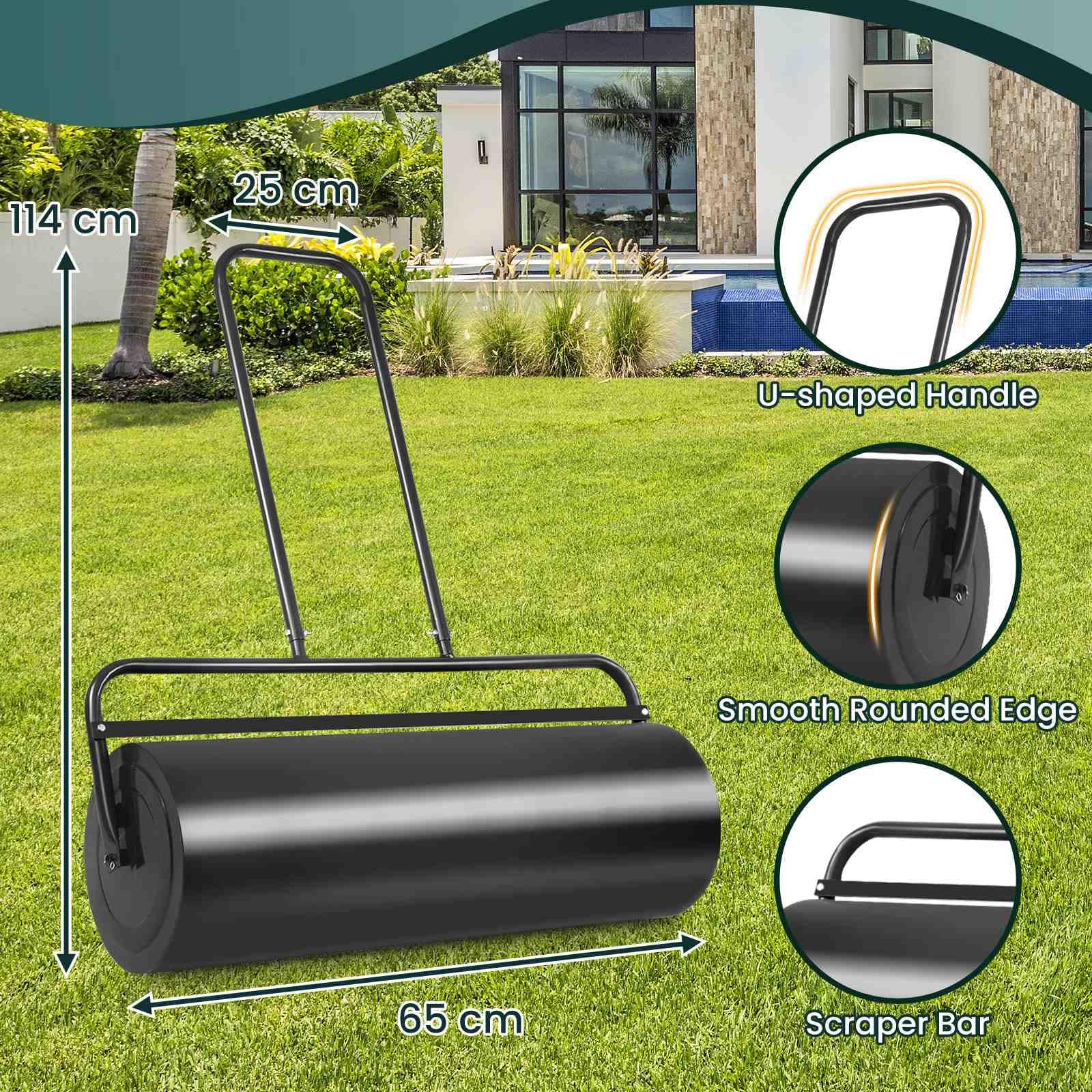 48L/63L Lawn Roller Heavy-Duty Steel Push/Pull Sod Roller Lawn Rolling Machine