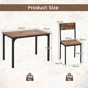 Giantex 5 Piece Dining Table Set, Industrial Style Kitchen Table & Chairs for 4 w/Backrest & Metal Frame