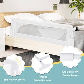 BABY JOY 152 x 42 cm Swing Down Baby Bed Guard Rail w/Adjustable Safety Strap