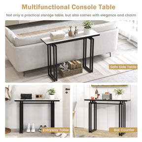 Giantex 110cm Console Table, Faux Marble Sofa Table w/Sturdy Metal Legs