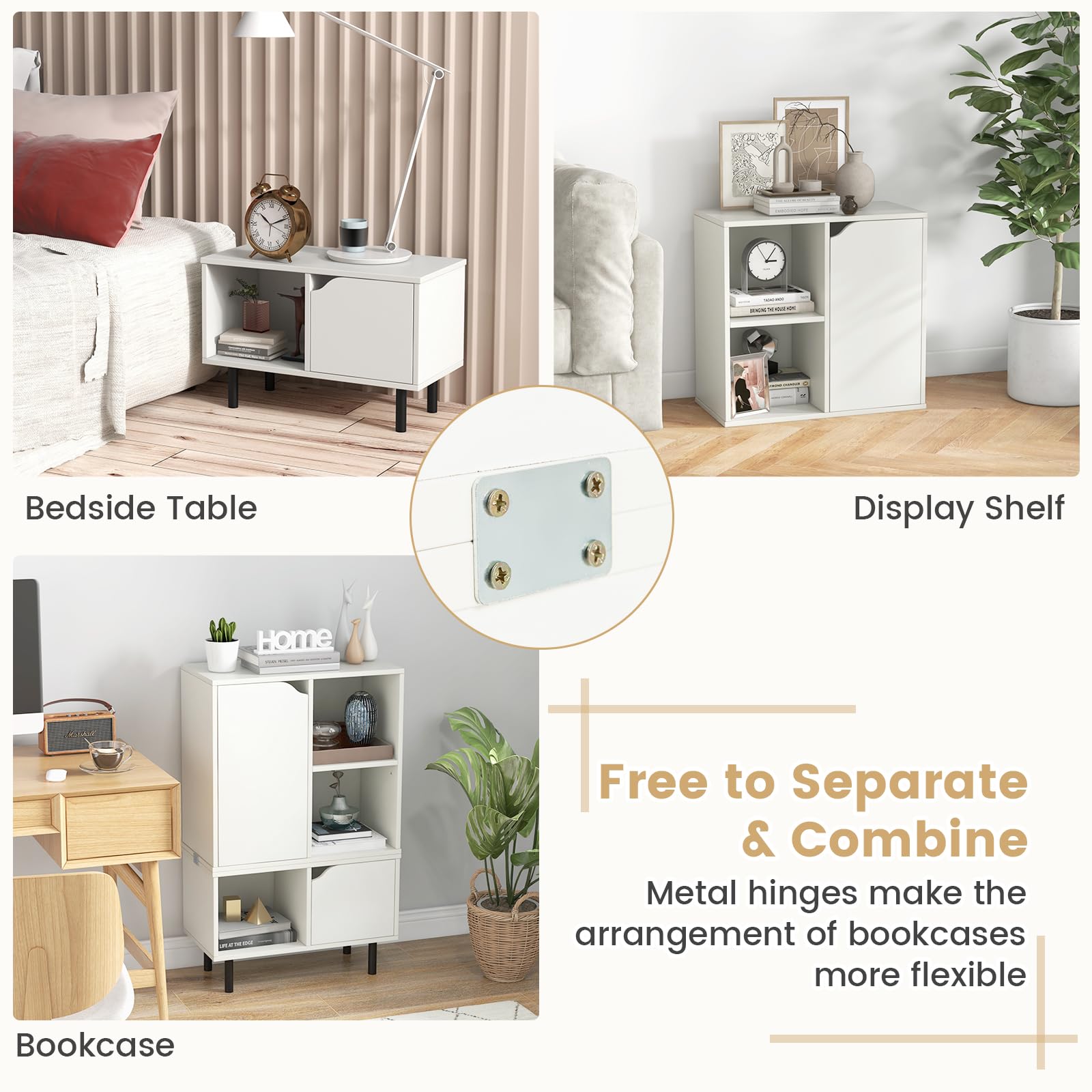 Giantex Stackable Bookcase, Combination Lattice Cabinet, Floor Open Bookshelf w/Adjustable Shelf & Cubes