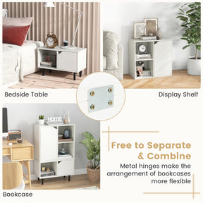Giantex Stackable Bookcase, Combination Lattice Cabinet, Floor Open Bookshelf w/Adjustable Shelf & Cubes