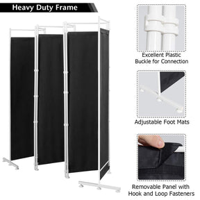 6 Panel Room Divider, 300x180CM Folding Privacy Screen with Steel Frame & Fabric Surface