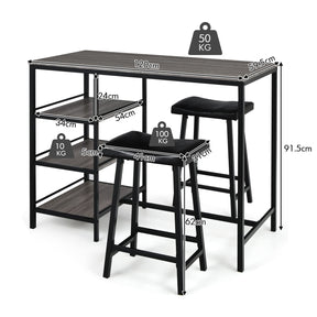 Giantex 3-Piece Dining Table Set, Counter Height Table Set w/2 Bar Stools, Modern Industrial Bar Table Set