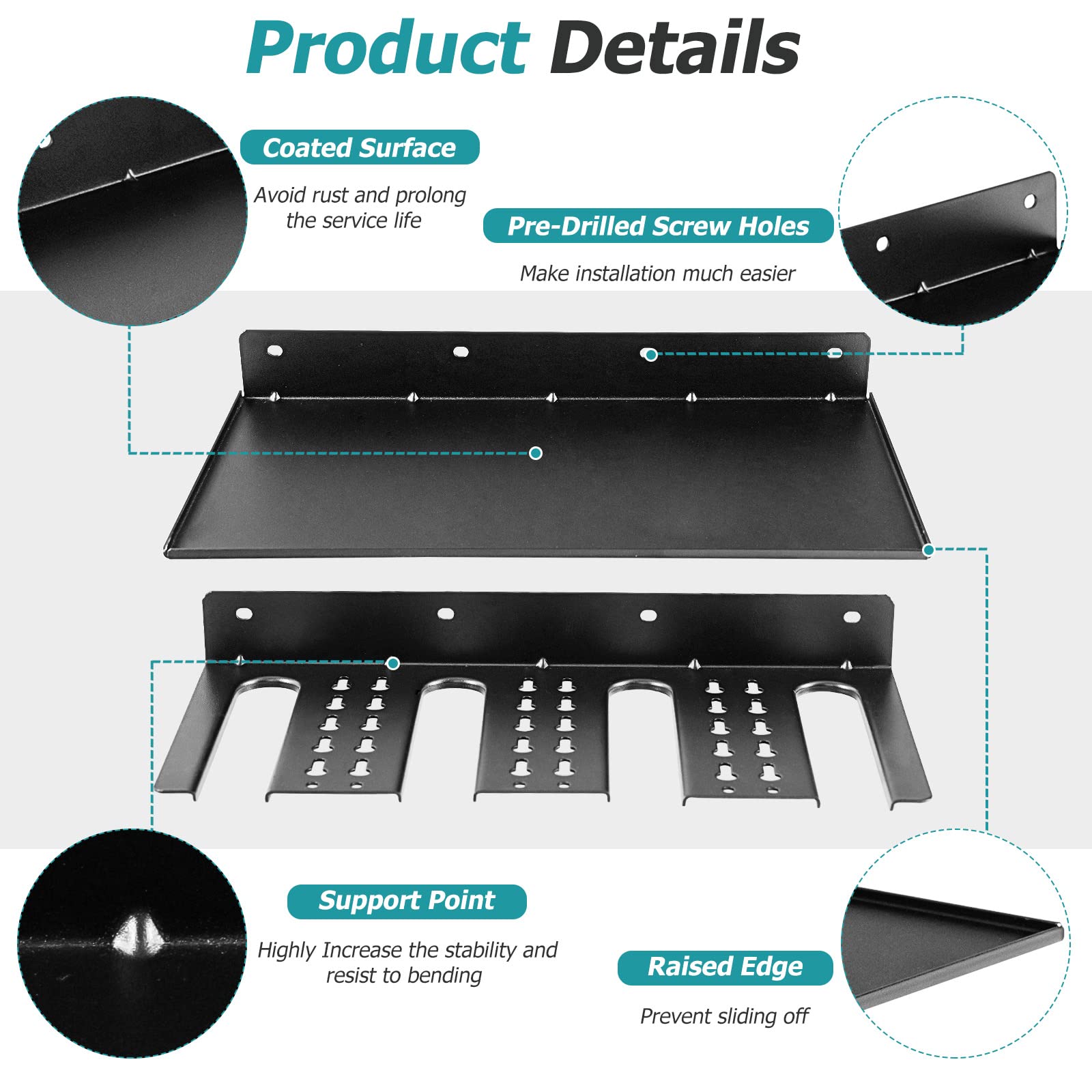 Electric Drill Storage Rack, Wall Mounted Drill Holder & Floating Shelf, Power Tool Organizer