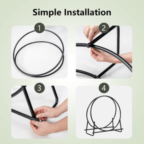 30" Tubular Steel Log Hoop Firewood Storage Rack Holder Round Display