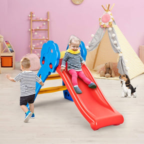 Kids Freestanding Slide W/Guardrails, Patio Toddler Slide W/Non-Slip Pedal