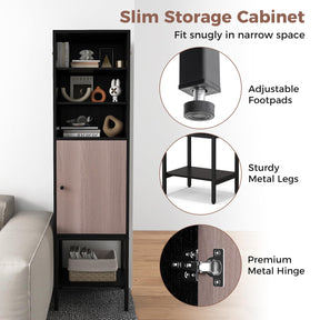 146 cm Tall Bathroom Cabinet Slim Cupboard Storage Organizer Adjustable Shelf