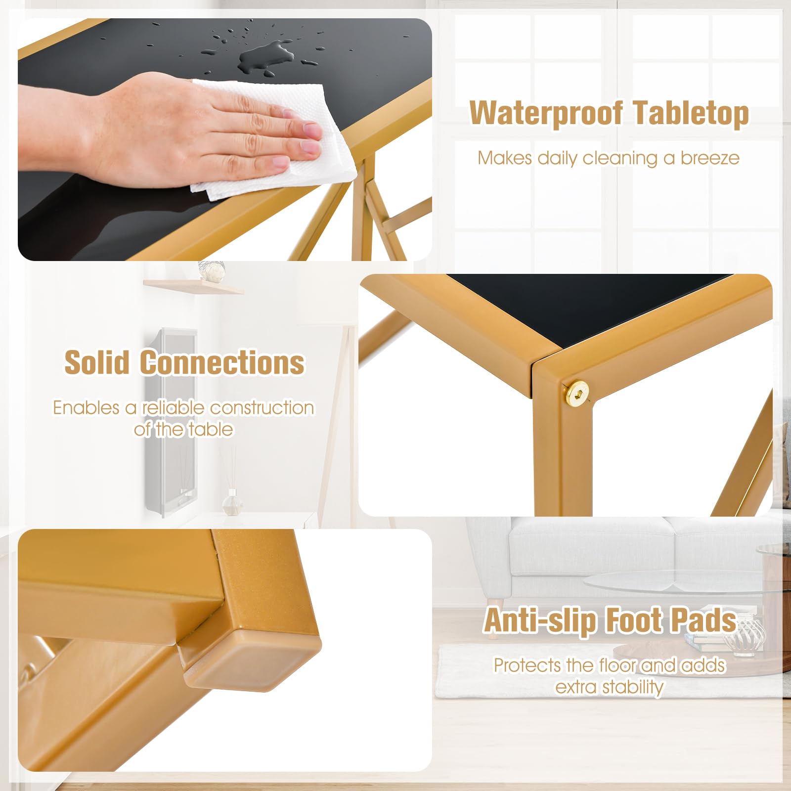 Giantex 80cm Tempered Glasstop Entryway Table, Console Table