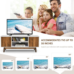 Giantex 2-Door TV Stand for Flat Screen TVs up to 50”, Entertainment Center w/Open Storage Shelf