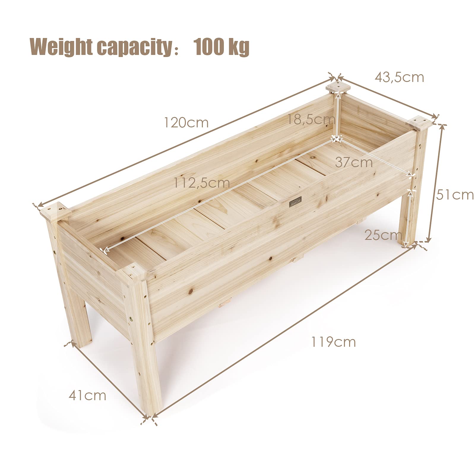 Giantex Raised Garden Bed, Elevated Wooden Planter Box Kit