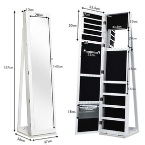 Giantex 2-in-1 Standing Jewelry Armoire w/ Higher Full Length Mirror, Lockable Jewelry Cabinet Organizer