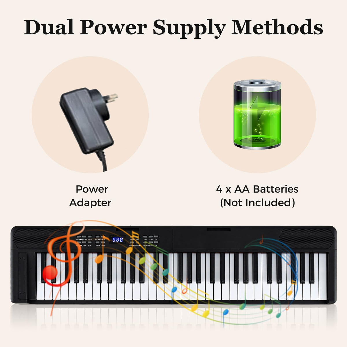61-Key Foldable Piano Keyboard, Full-size Electronic Keyboard w/ MIDI & Split Function, Headphone & Sustain Pedal