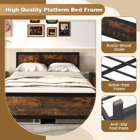 Giantex Queen Size Metal Bed Frame with Headboard & Footboard