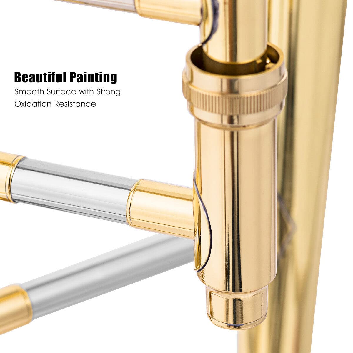 B Flat Tenor Slide Trombone Brass, B Flat Wind Instrument for Kids Adults with Case