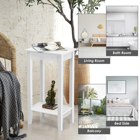 Giantex End Table, Versatile 2-Tier Tall Side Table with 4 Solid Wood Legs, Rectangle Narrow Compact Storage End Table