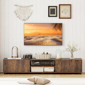Modern TV Stand for up to 70" TVs, Minimalist Entertainment Center with 2 Doors & Open Shelves