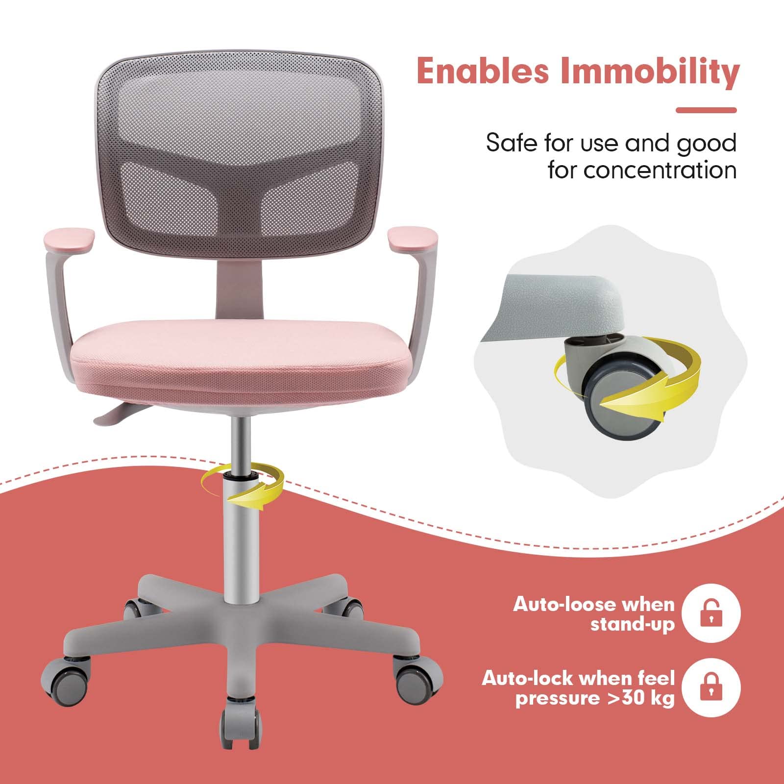 HONEY JOY Kids Desk Chair, Height Adjustable Children Study Chair