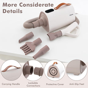 Dog Dryer, Dog Cat Hair Blower with Negative Ion Function, Adjustable Temperature & Airflow