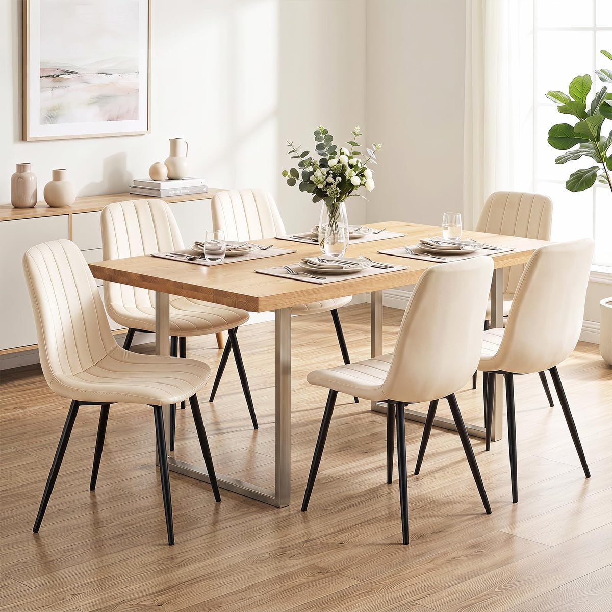 Dining Chairs Set of 4 with Sturdy Metal Legs