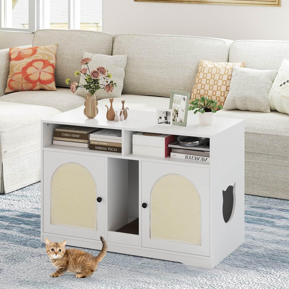 108 cm Hidden Cat Washroom Furniture w/Storage