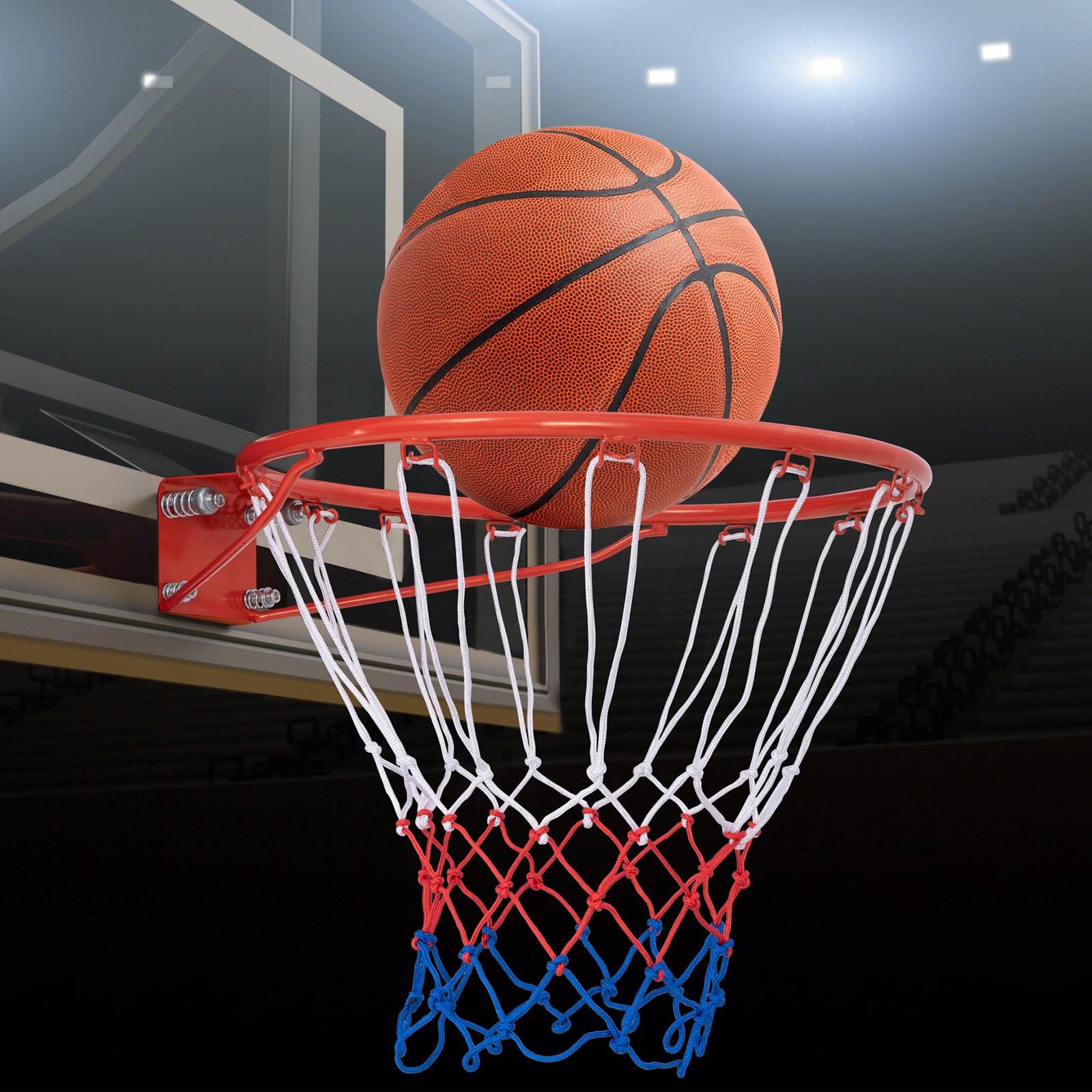 Basketball Rim Wall Door All-Weather Hanging Mounted Basketball Hoop w/ Net