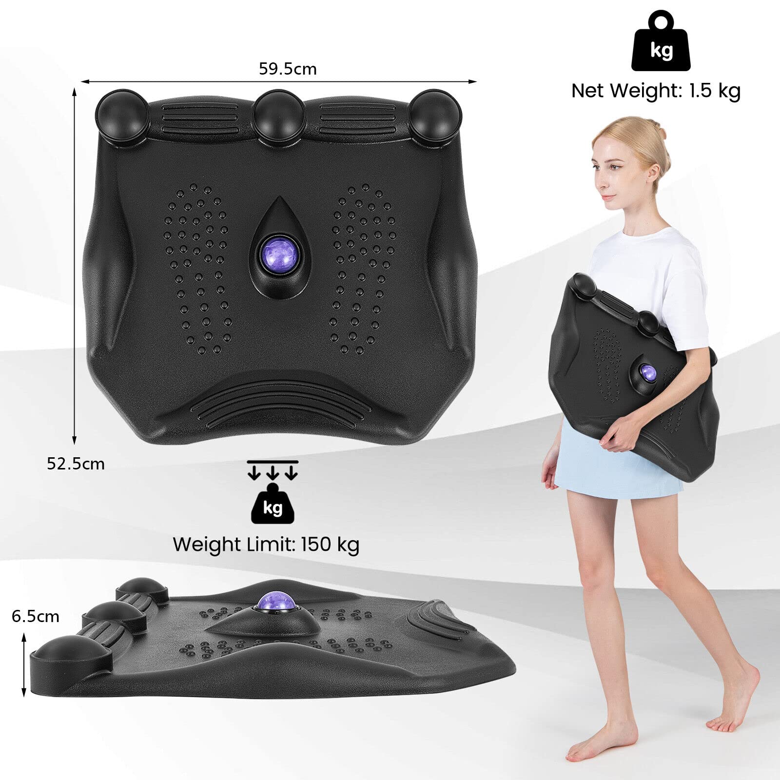 Giantex Anti Fatigue Standing Desk Mat, Ergonomic Stand Up Foot Mat with Massage Roller Ball & Foot Massage Points, Black