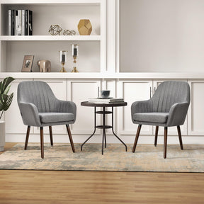Set of 2 Leisure Chair Accent Upholstered Armchair Linen Fabric Living Room