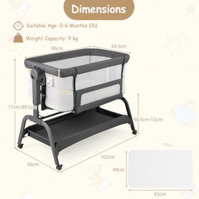 4 in 1 Rocking Baby Bassinet, Newborn Infant Bedside Sleeper w/6 Adjustable Heights