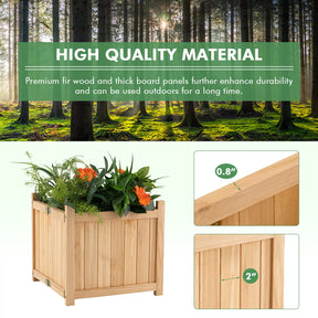 Fir Wood Raised Garden Bed, Outdoor Elevated Planter w/Drainage Hole