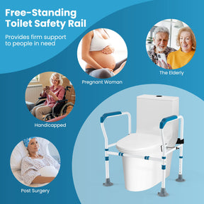 Toilet Safety Rail for Elderly, Stand Alone Toilet Safety Frame w/Adjustable Height