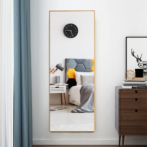 GIANTEX Full Length Mirror, 150x56cm, Full Body Mirror w/ Aluminum Frame & Explosion-Proof Glass (Gold)