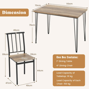 Giantex 5-Piece Dining Table Set for Small Space for Home Restaurant