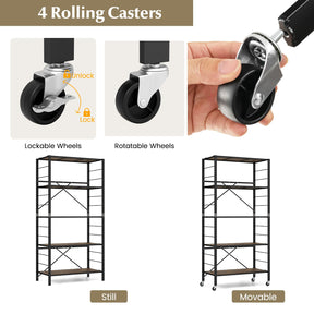 Giantex 5-Tier Foldable Shelving Unit, Heavy Duty Metal Shelves with Detachable Wheels