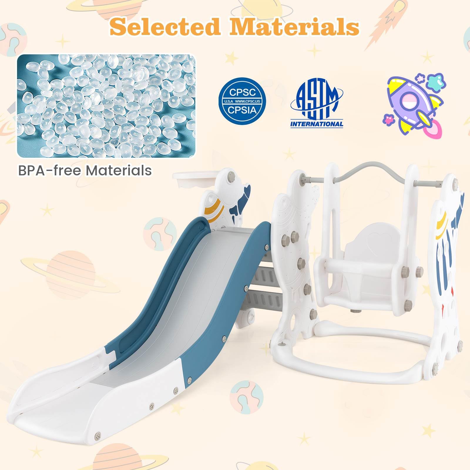 HONEY JOY Toddler Slide and Swing Set, 4-in-1 Indoor Playground