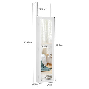 Giantex LED Jewelry Cabinet, Wall Mounted & Door Hanging Jewelry Armoire, Makeup Jewelry Organizer, White