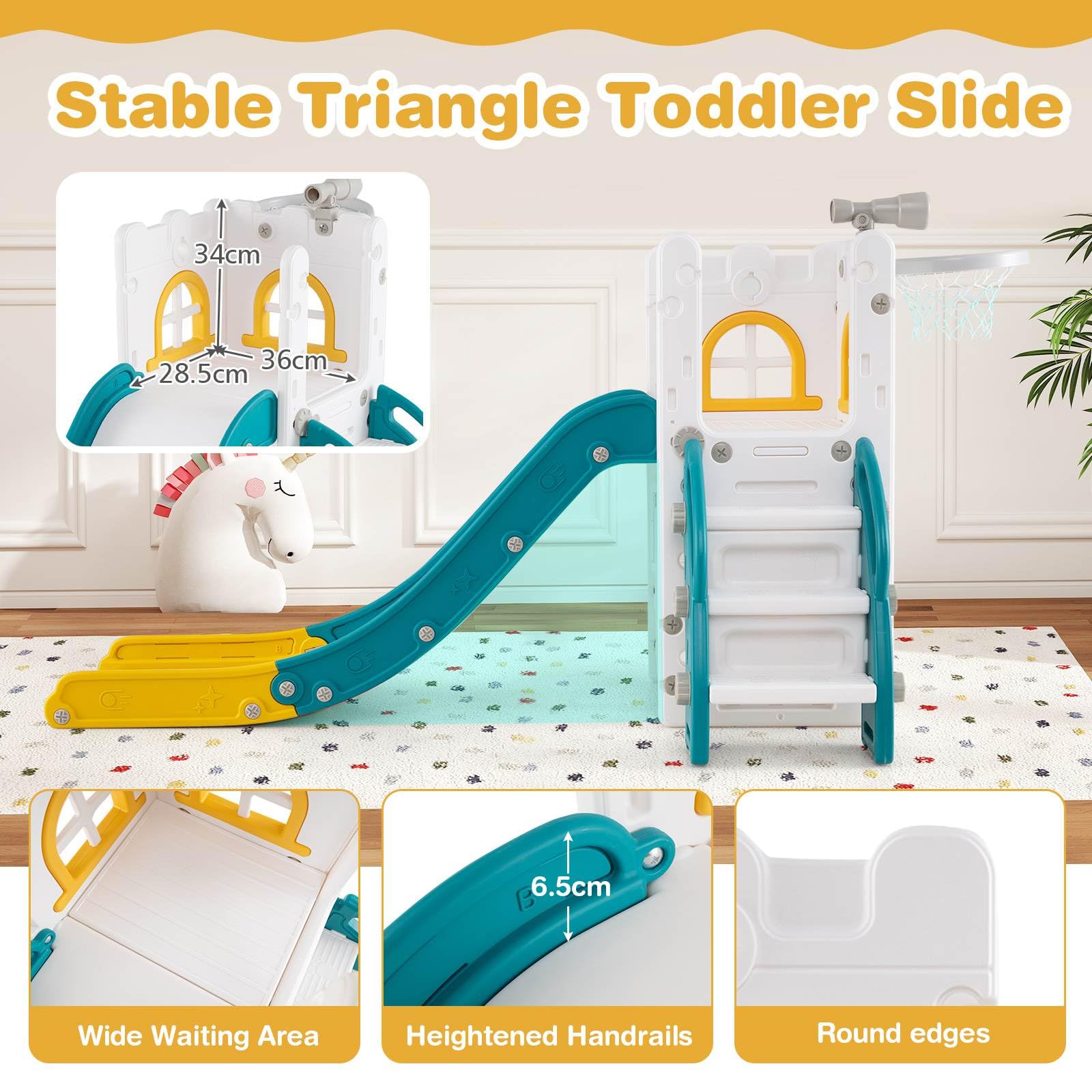HONEY JOY 6 in 1 L-Shaped Toddle Slide for Toddlers Age 1-3