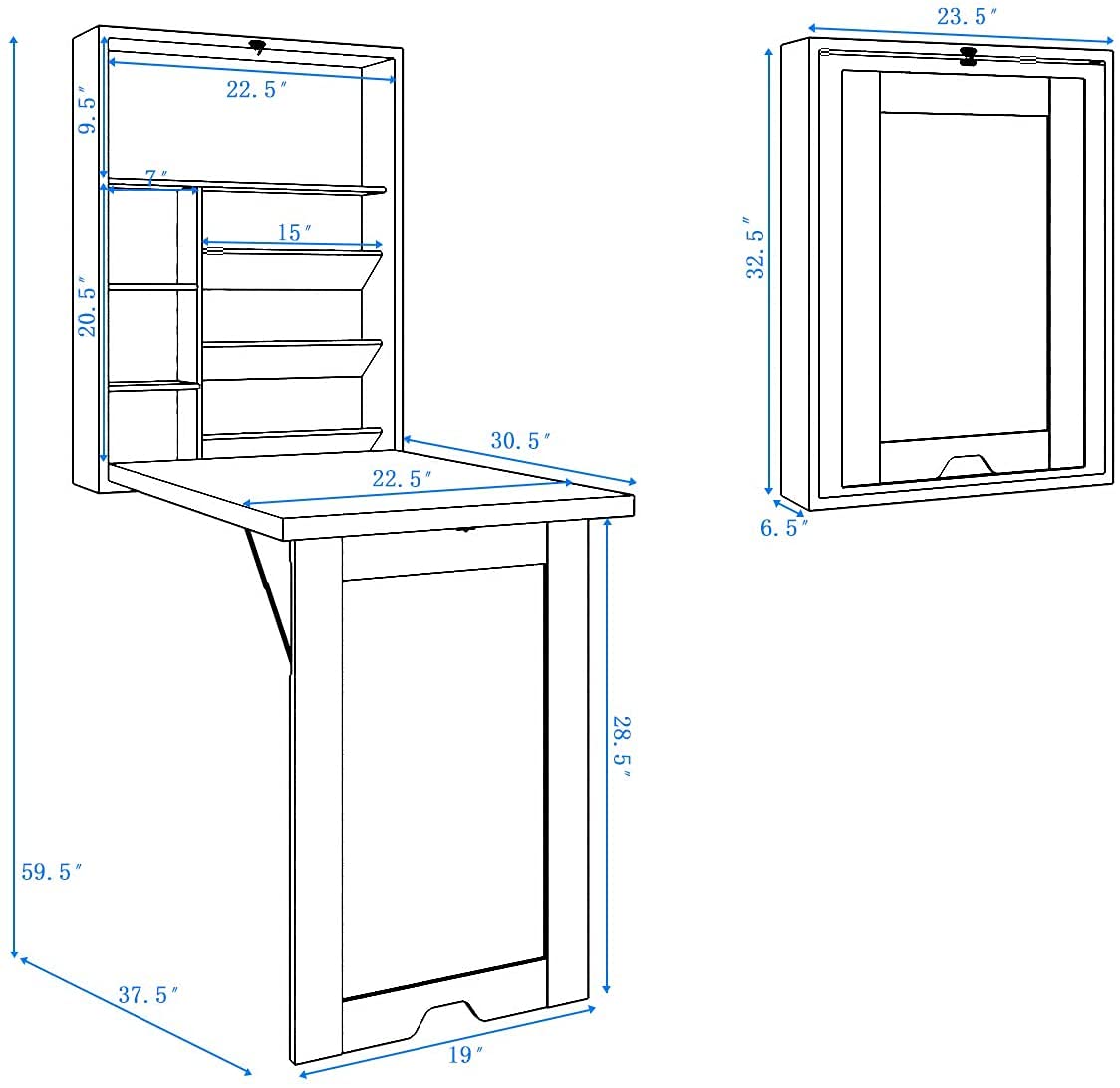 Giantex Wall Mounted Fold Out Convertible Desk, Multi-Function Floating Desk for Home Office