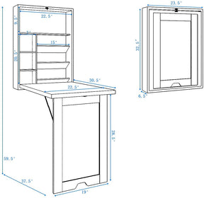 Giantex Wall Mounted Fold Out Convertible Desk, Multi-Function Floating Desk for Home Office