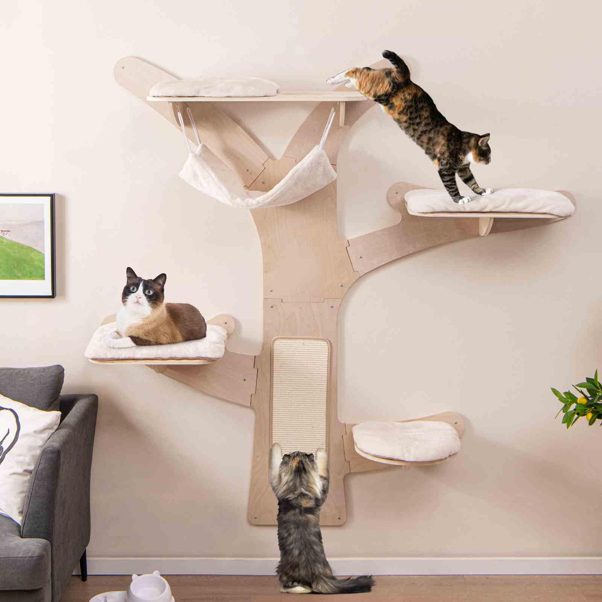 Wall-Mounted Cat Tower, Cat Wall Shelves Furniture