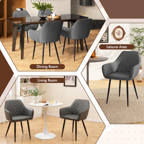 Modern Leisure Dining Chair Set of 2 Upholstered Accent Armchairs w/ Wide Seat