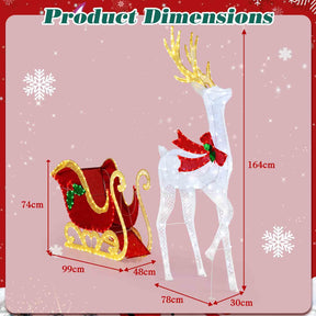Pre-Lit 462 LEDs Christmas Reindeer & Santa’s Sleigh Xmas Festive Decoration
