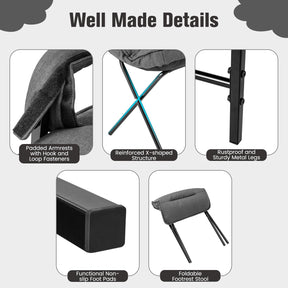 Giantex Modern Accent Chair w/Ottoman, Linen Fabric Arm Chair w/Adjustable Backrest & Solid Metal Frame