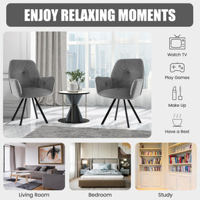 Giantex 2 PCS Swivel Accent Armchairs Modern Velvet Accent Chairs w/Metal Legs & Anti-Slip Foot Pads