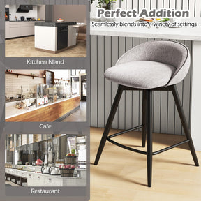 63 cm Upholstered Bar Stools Set of 2 Counter Height Swivel Barstools w/Footrest