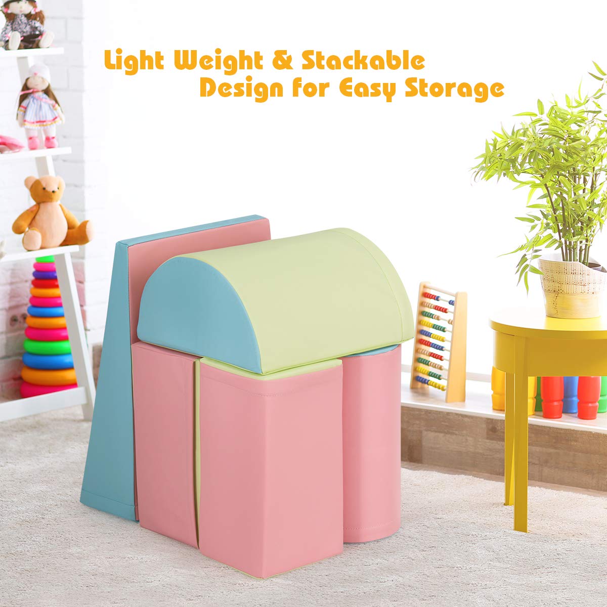 BABY JOY 5-Piece Kids Climb & Crawl Activity Playset, Lightweight Soft Foam Block Activity Play Structures