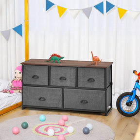 Giantex Chest of 5 Drawers, Cube Storage Organizer Unit, Dresser Unit w/Easy Pull Removable Fabric Bins