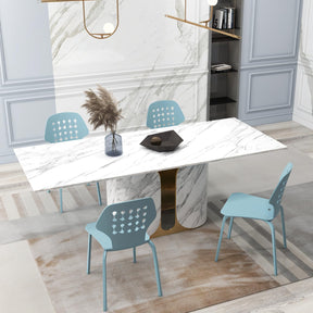 Giantex Metal Dining Chair Set of 4, Modern Kitchen Dinner Chair with Hollowed Backrest & Metal Legs